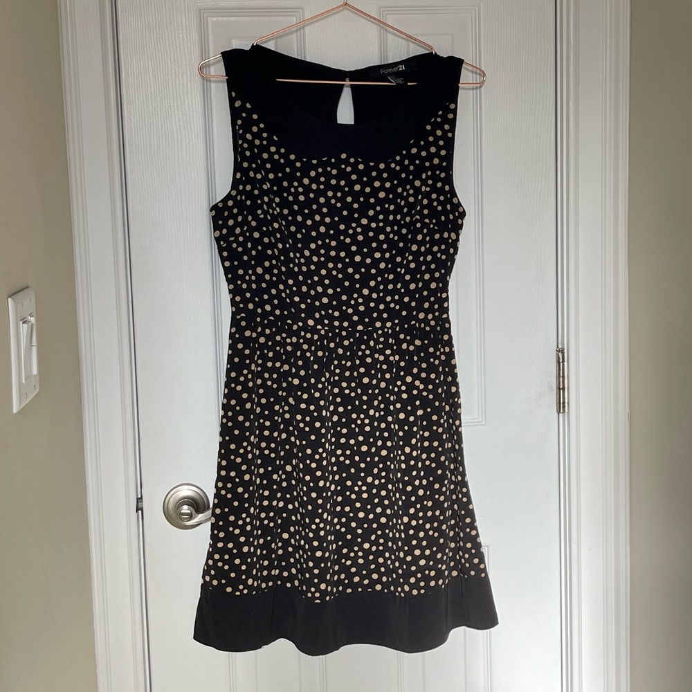Forever 21 Black/Gold Polka Dot Dress